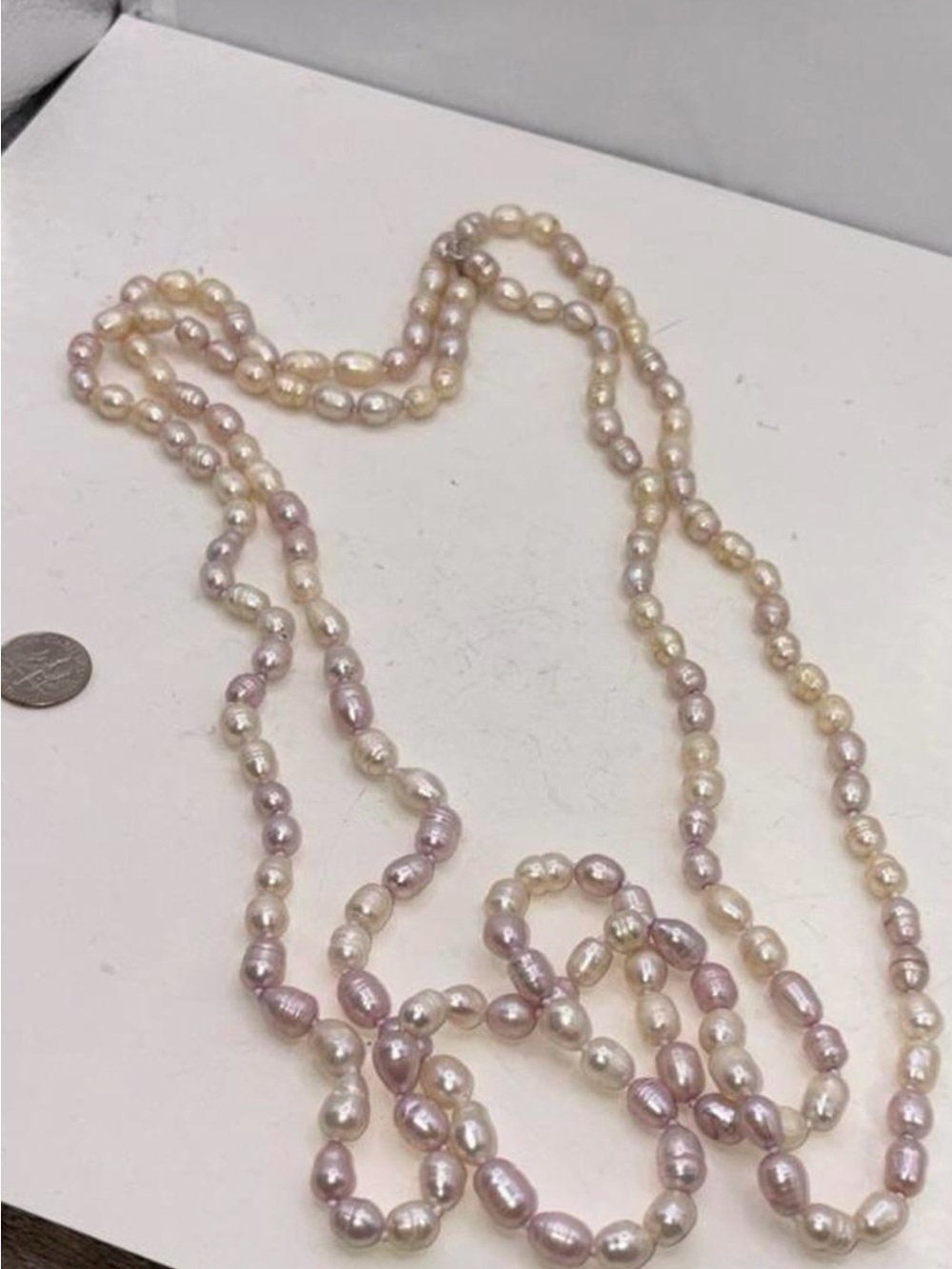 Freshwater Pearl Necklace - Multi colored. Vintage GSI. Sterling 925 clasp